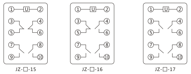 JZY（J)-213X静态中间继电器内部接线图及外引接线图