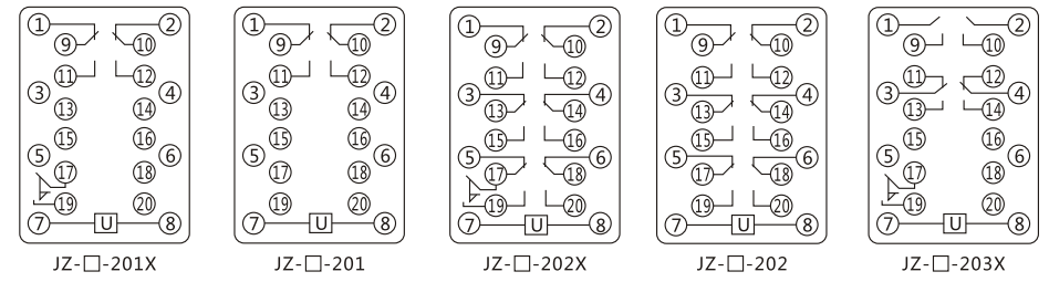 JZY（J)-213X静态中间继电器内部接线图及外引接线图